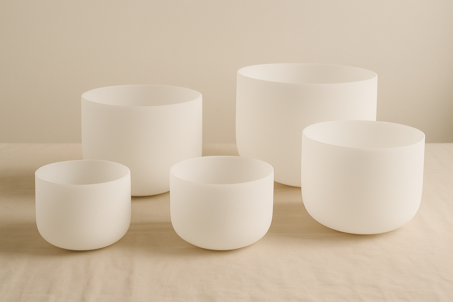 Witte kristallen klankschalen – Sets