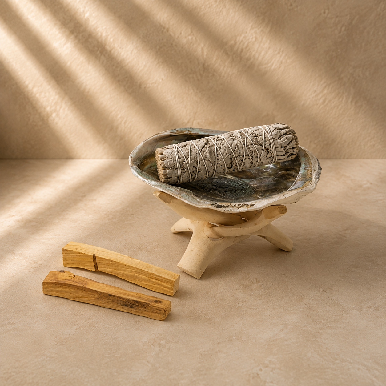 Zuiveringsritueel Set – Witte Salie, Palo Santo & Abalone Schelp