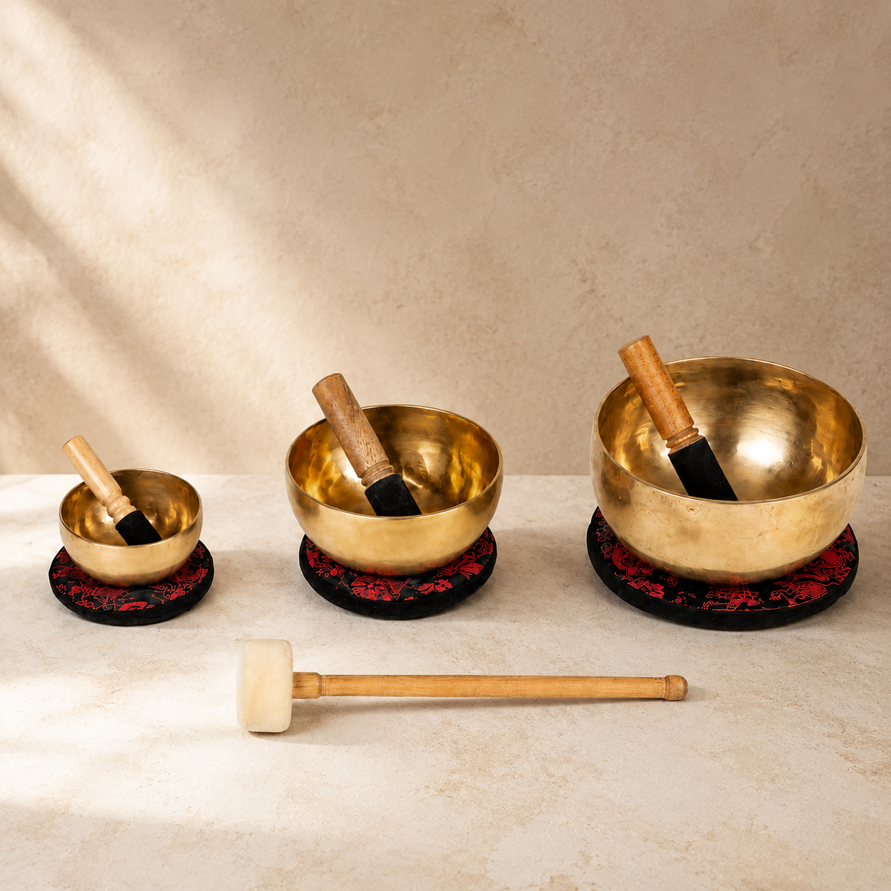 3 Bronzen Klankschalen – Set