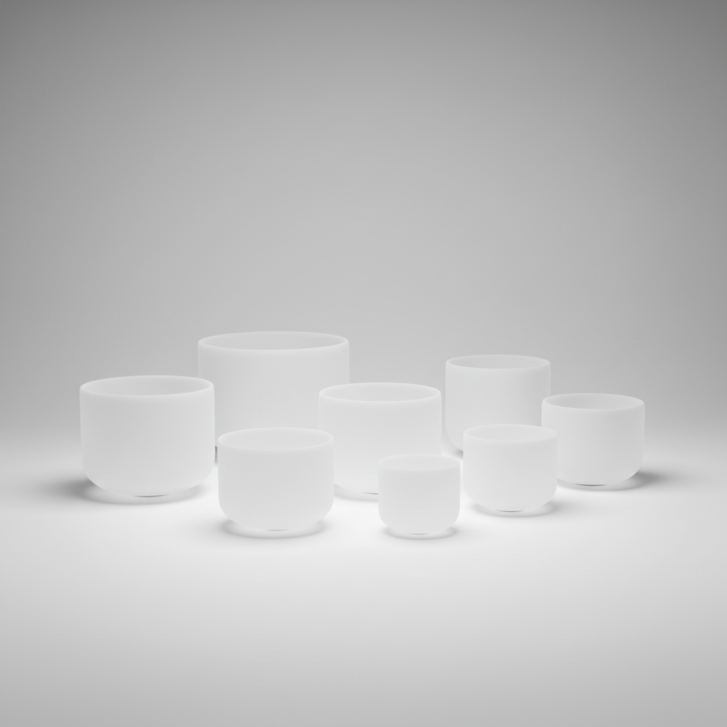 Witte kristallen klankschalen – Sets