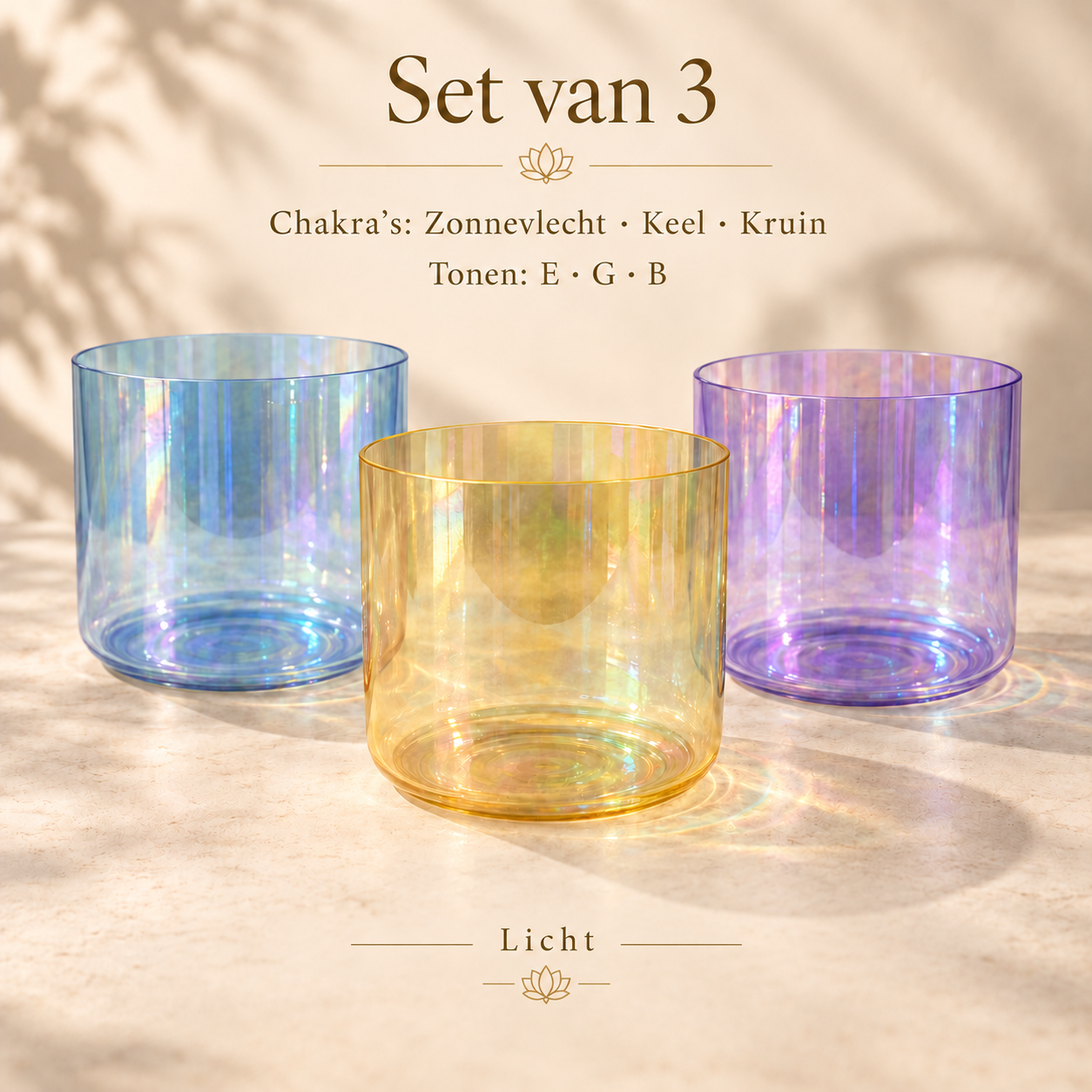 Set van 3 Alchemy  Kristallen Klankschalen | Kies of Maak combinatie