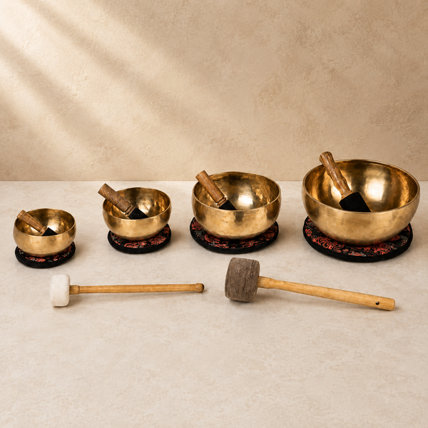 4 Klangschalen aus Bronze – Set